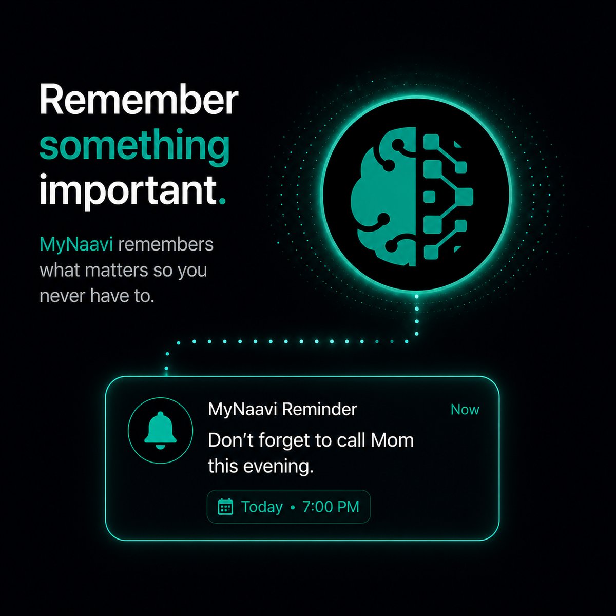 Illustration of MyNaavi sending a reminder notification for something important
